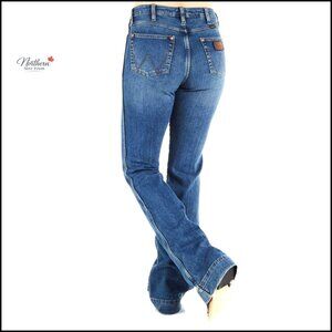 High Rise Trouser Jeans, Slim Fit Thigh, Wide Leg Opening, Retro Style